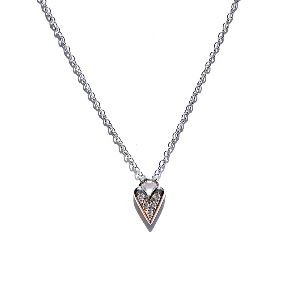 Bright Heart Pendant in 14K White or Yellow Gold Necklace - 18"