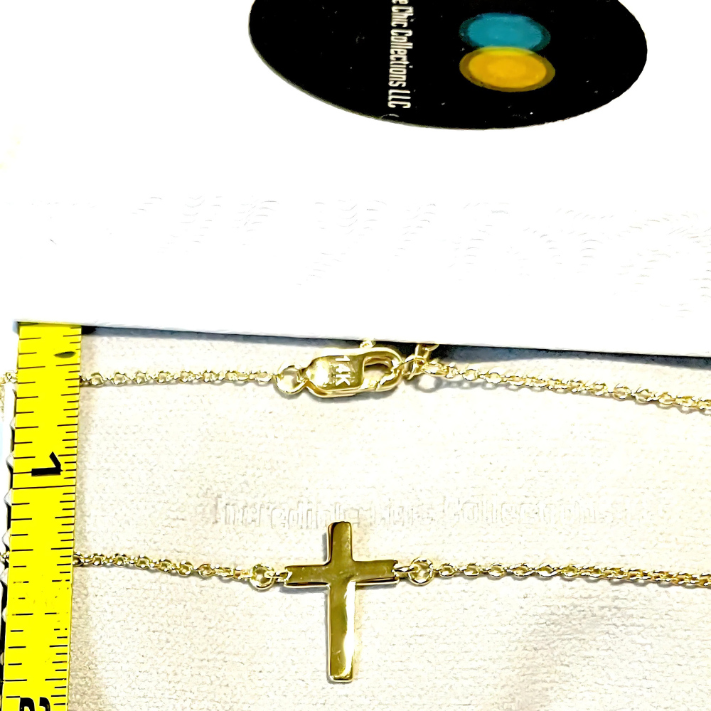 Incredible Chic 14k Gold Cross: Tiny Cross Necklace, Dainty Necklace, Ideal Gift for Her - 18"