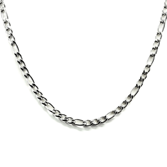 14k white gold Figaro chain necklace, elegant design, perfect for casual and formal occasions, available in 18" or 20" lengths.