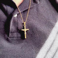 Load and play video in Gallery viewer, 24k Crucifix Necklace for Men Women Cross Necklaces Yellow Gold Filled Figaro 22"
